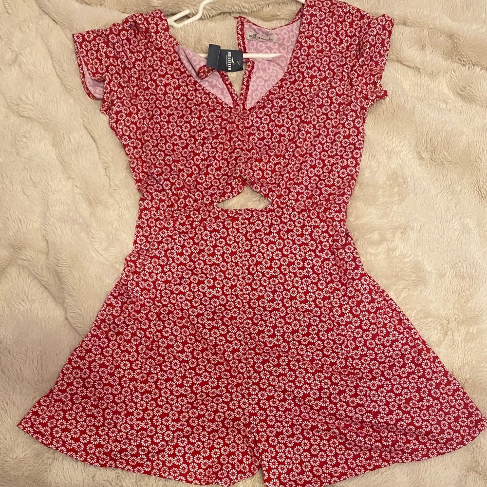 Hollister Red Floral Jumpsuit